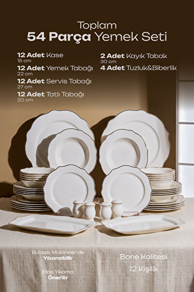 Perotti Gold Bone 54 Parça 12 Kişilik Yemek Takımı