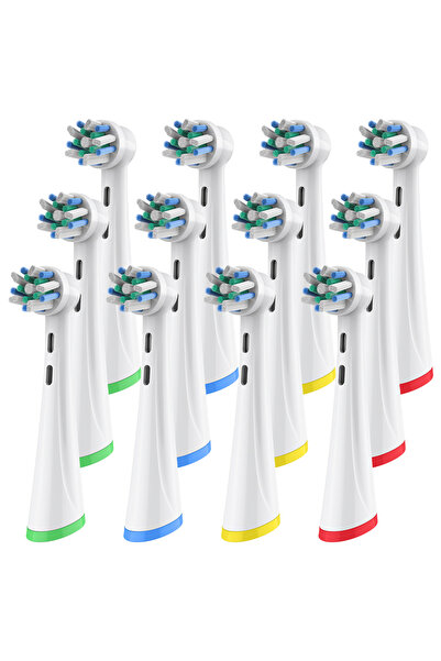 choice2 White-12 Pcs 4 8 12 Pcs Rotating Cross Clean Replacement Brush Heads ...