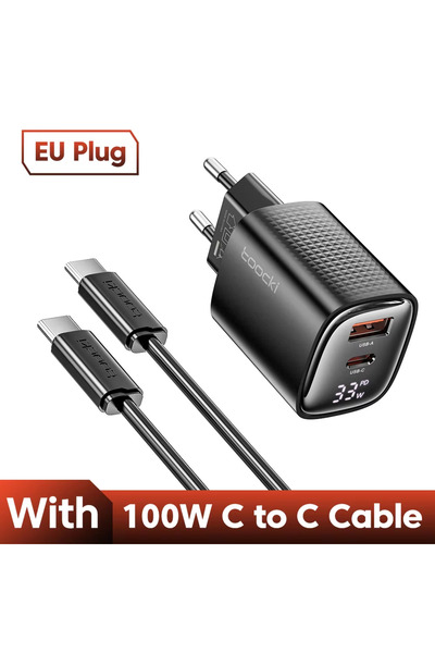 Choice شاحن توكي 33 واط GaN USB-C سريع الشحن مع شاشة رقمية لهاتف آيفون 17، مت...