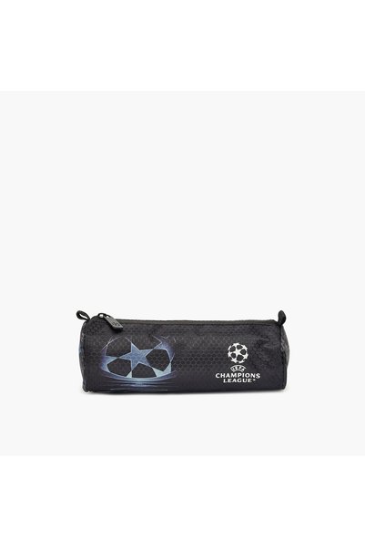 Champions League حقيبة أقلام بطبعة كرة قدم مع سحاب للإغلاق
