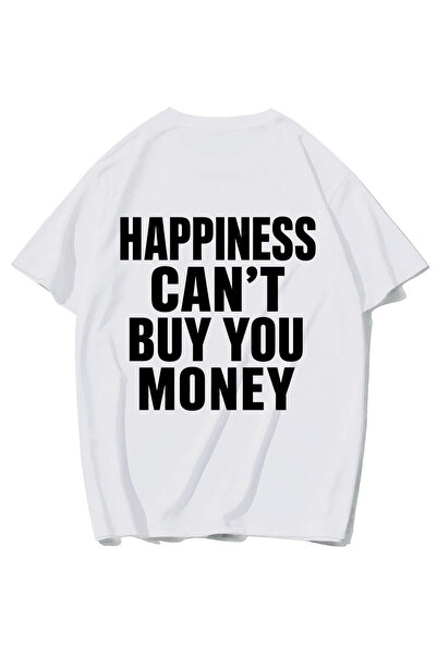 BRZ COLLECTION تي شيرت للجنسين كبير الحجم بطبعة Happiness Can't Buy You Money...