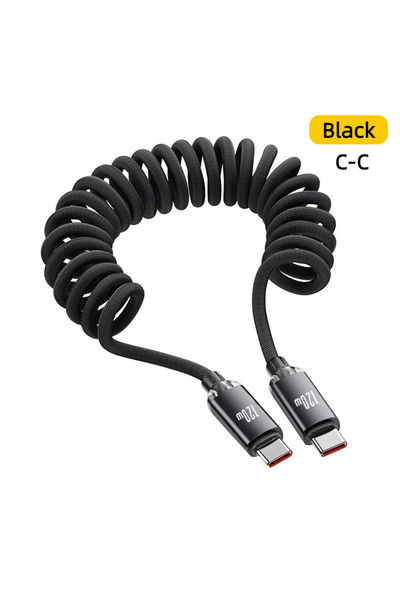 choice2 2m Black C-C 120W USB A/C To Type C Fast Charging Cable Car Spring Da...