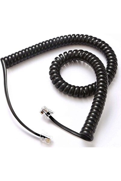 Duravel RJ9/RJ22 4C 1.5 Meter Spring Type Telephone Cord Cable-Black