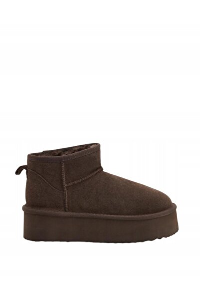 NO BRAND Cizme de zăpadă din piele maro, cu platformă, tip slip-on, călduroas...