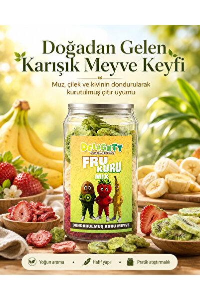 Mix Kuru Meyve Cipsi - Dondurularak Kurutulmuş Freeze Dried Çıtır Mix Meyve