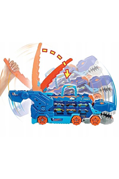 NO BRAND Pistă de curse 3 în 1 cu arcuri metalice și Mega Transportor de Dino...