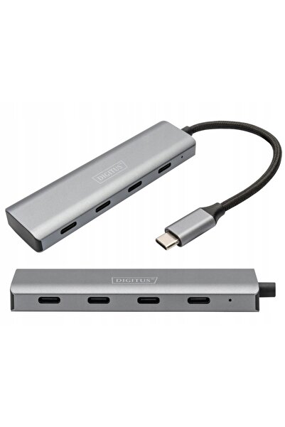 Digitusplus Hub USB Tip C Digitus 4 porturi 4x USB Tip C Aluminiu 5Gbps