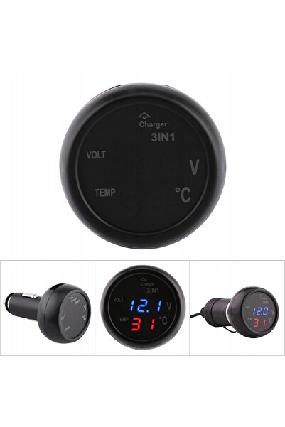 NO BRAND ÎNCĂRCĂTOR AUTO 3 ÎN 1 CU VOLTMETRU, TERMOMETRU DIGITAL LED, USB 5 V...