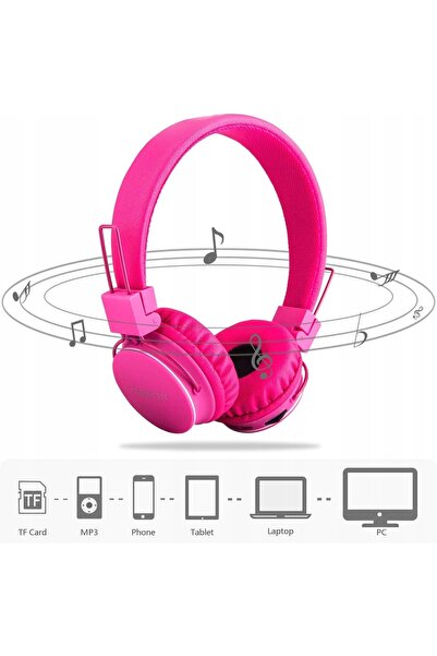 NO BRAND Termichy X2 Căști Bluetooth fără fir pentru copii Aux Sd Fm Roz