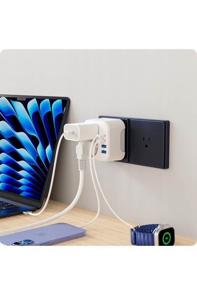 NO BRAND Adaptor de călătorie Voomy 6-în-1 - SUA (Tip B) - 2x EU, 4x USB (C ș...