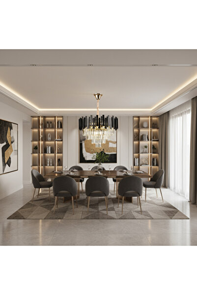 iTin Candelabru Cristal BLOIS Eleganza 8x E14, Diametru 50 cm, Negru, Înălțim...