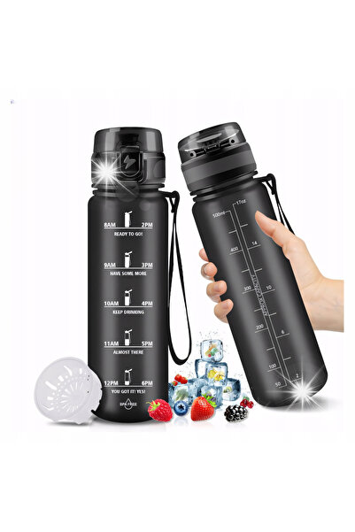 NO BRAND Bidon sport de 500ml din Tritan, etanș, cu filtru și duză de băut, f...