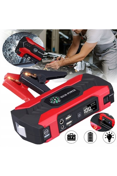 NO BRAND DISPOZITIV DE PORNIRE AUTO 28000MAH CU ECRAN LCD, LANTERNĂ ȘI CIOCAN...