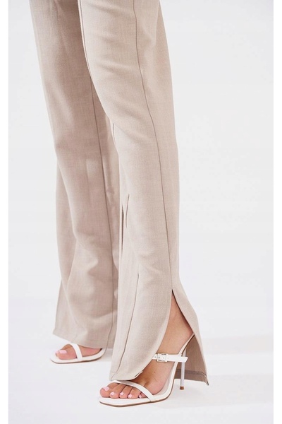 NO BRAND Pantaloni clasici simpli bej, netezi, cu talie înaltă, Prettylittlet...