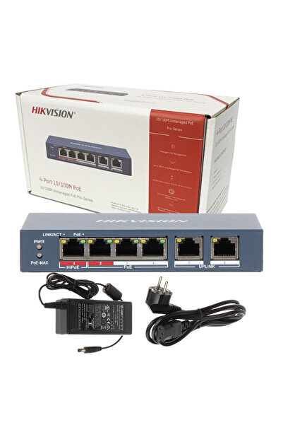 Hikvision Switch PoE 4xPOE 2xUPLINK DS-3E0106HP-E HiPoE 60W pentru camere