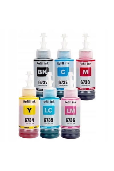 NO BRAND Set de 6 cerneală pentru Epson 673 T673 EcoTank L805 L1800 L850 L800...