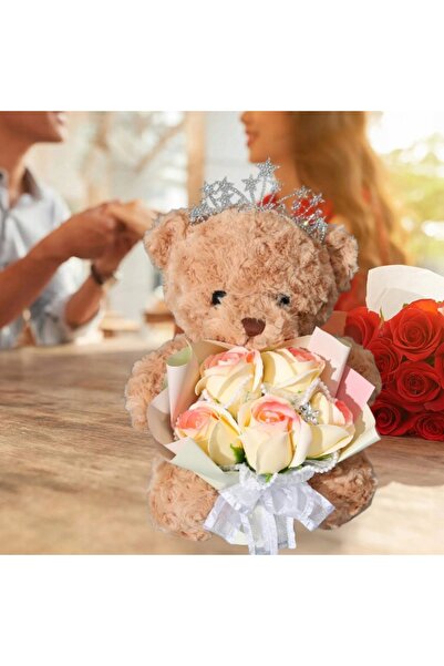 NO BRAND Cutie cadou cu buchet de trandafiri și ursuleț, cadou perfect pentru...