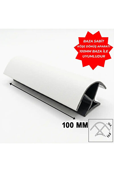 Baza Pvc Aparat Köşe Dönüş Sabit 90° 100mm Kaplamalı Bute Beyaz