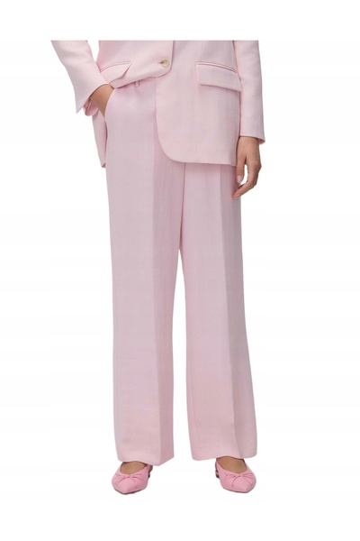 NO BRAND Pantaloni clasici simpli roz, cu picior lung și buzunare, XL