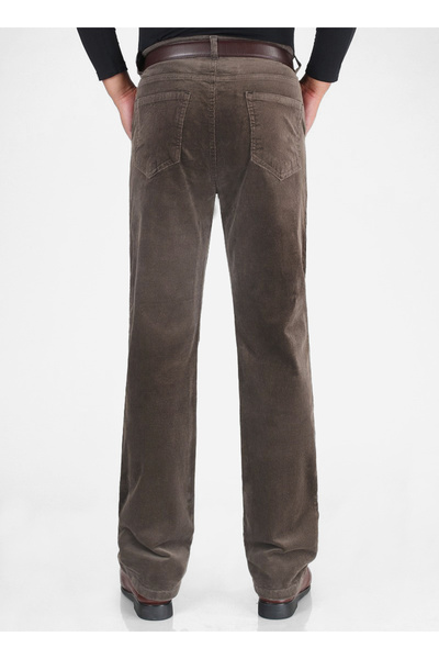 NO BRAND Pantaloni din catifea reiată pentru bărbați Taner R 82 cm/32 Maro