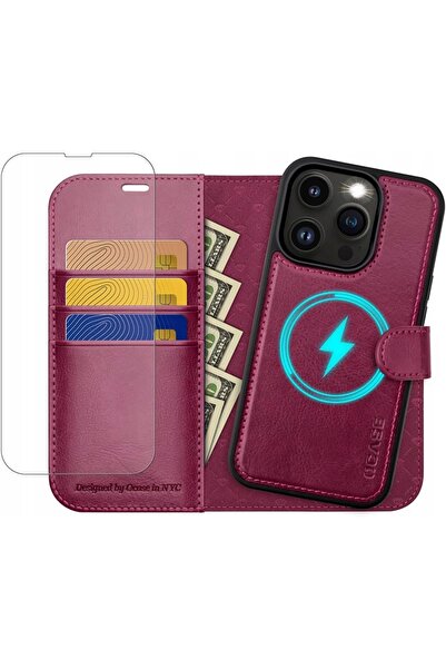 NO BRAND Husă din piele Ocase pentru iPhone 14 Pro Max cu suport 2 în 1 Magsa...