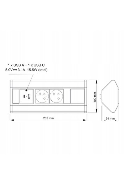 NO BRAND Design Light 1,80 m Prelungitor argintiu cu 4 prize și priză USB