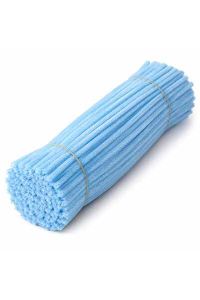 Çınar Çiçekçilik & Malzeme 100 Adet 8mm Bebe Mavi Şönil 30cm, Tüylü Peluş Kad...
