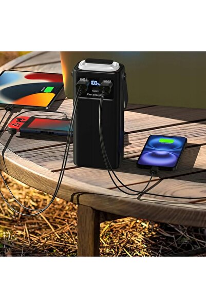 NO BRAND Powerbank 60000mAh 45W PD QC4.0 Lanternă 7 Porturi Portabil Negru