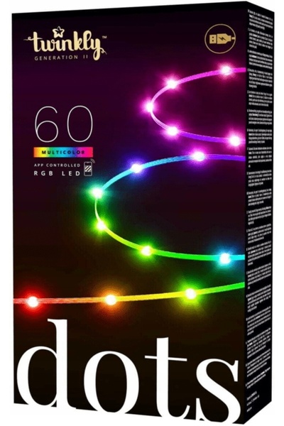 Twinkly Lumini de CrÄciun negre cu 60 LED-uri RGB, 2m, Wi-Fi Bluetooth