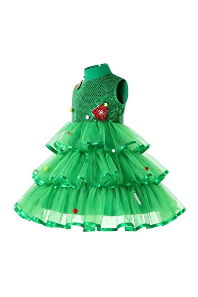 NO BRAND Rochie costum de Crăciun, Brad de Crăciun verde, Bal de Crăciun pent...