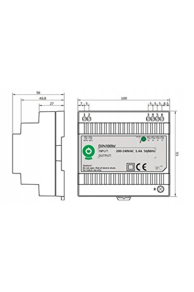 NO BRAND Sursă de alimentare pentru șină DIN Pos Din100W15 100 W 15 V