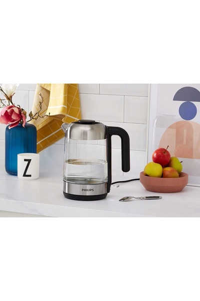 NO BRAND Fierbător electric din sticlă de 1,7 L, 2200 W, cu filtru și lumină LED
