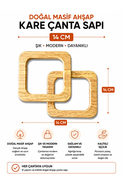 vollen yarn Mâner pătrat din lemn masiv natural 14 cm 1 pereche (2 bucăți) Mâ...