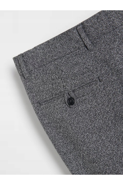 NO BRAND Pantaloni clasici gri, lungi, cu model melanj cu dantelă, mărimea 48.