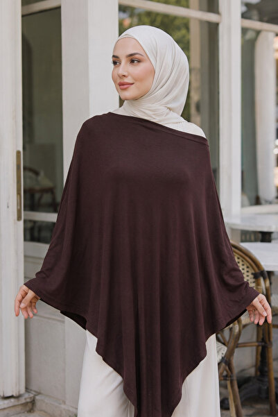 Zeneva Collection Asimetrik Yaka Uzun Transparan Panço Pelerin - %80 Pamuk