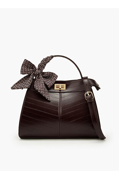 Flora Bella by Shoexpress Textured Satchel Bag with Scarf Detail