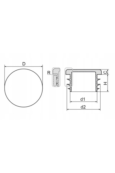 NO BRAND Dop orb pentru tub rotund Zo 60,3 (2 țoli) Negru 100 bucăți