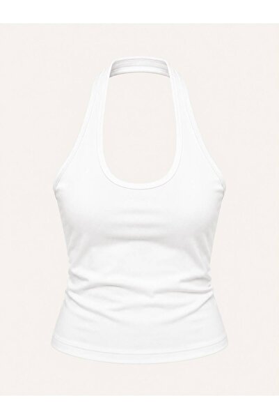 Mad&Calf Women's Halter Neck Basic Flexible Fit Strap Blouse