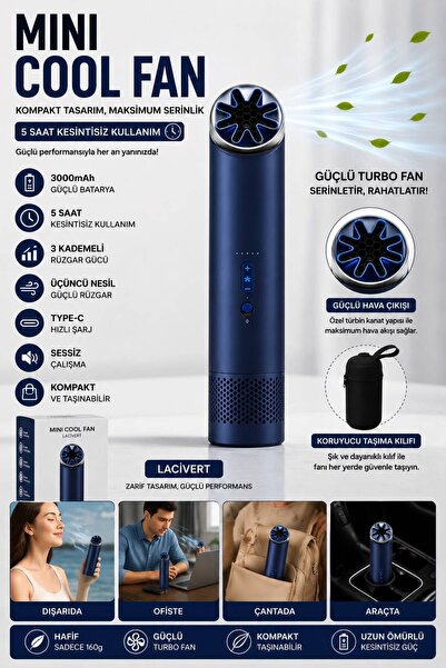 WUNİT Kademeli El Tipi Turbo Fan Soğutucu 5 Saat Kullanım Süresi Taşınabilir ...