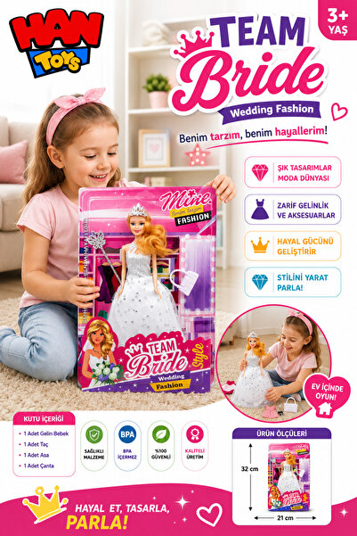Han toys Wedding Fashion Gelin Bebek | Taç ve Aksesuarlı Moda Bebek | 3+ Yaş ...