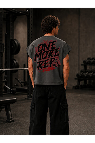 EVIus Μπλουζάκι GYM Sporcu One More Rep με στάμπα, Oversize, Worker Boxy Fit,...
