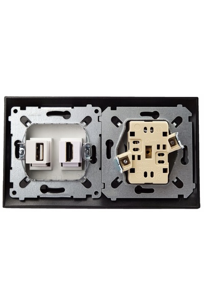NO BRAND Priză de perete încastrată 1 USB 1 HDMI 2x 230V