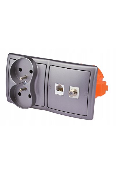 simonk Priză de perete 230V RJ-45 cu terminal încastrat