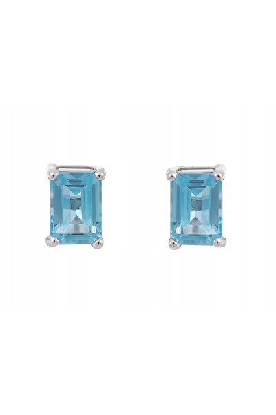 NO BRAND Cercei de argint cu Topaz Elvețian Natural, octogonal 8x6, placați c...
