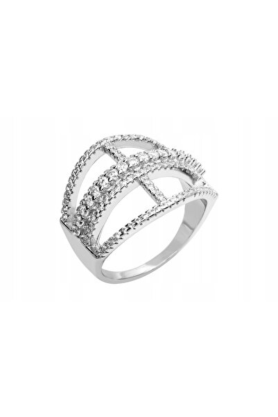 NO BRAND Inel de argint placat cu rodiu, 14 zirconii! !