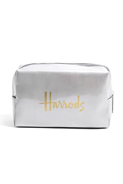 Harrods Harod's Makeup/Cosmetic Bag - Silver Color - Approx. Dimensions 19X11...