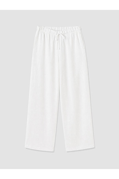 LC Waikiki White Plus Size Women's Pants with Elastic Waist