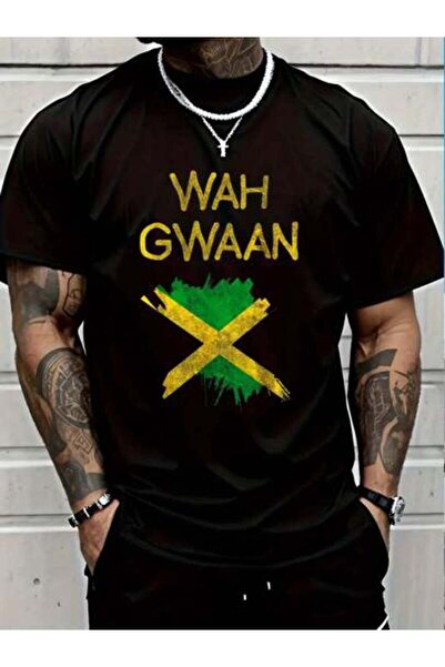 Astogria13 100% Cotton Wah Gwaan Jamaica Flag Jamaican Pride Reggae Vacation ...