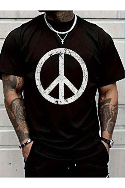799 100% Cotton Vintage Peace Sign White Distressed T-Shirt Women's Men Graph...
