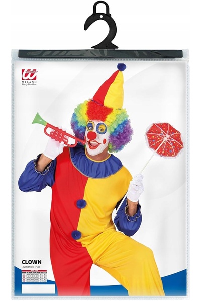 NO BRAND Costum de clovn, salopetă, perucă colorată pentru bal, Halloween